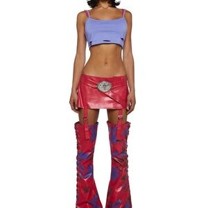 Dolls Kill Red and Blue Flare Pants